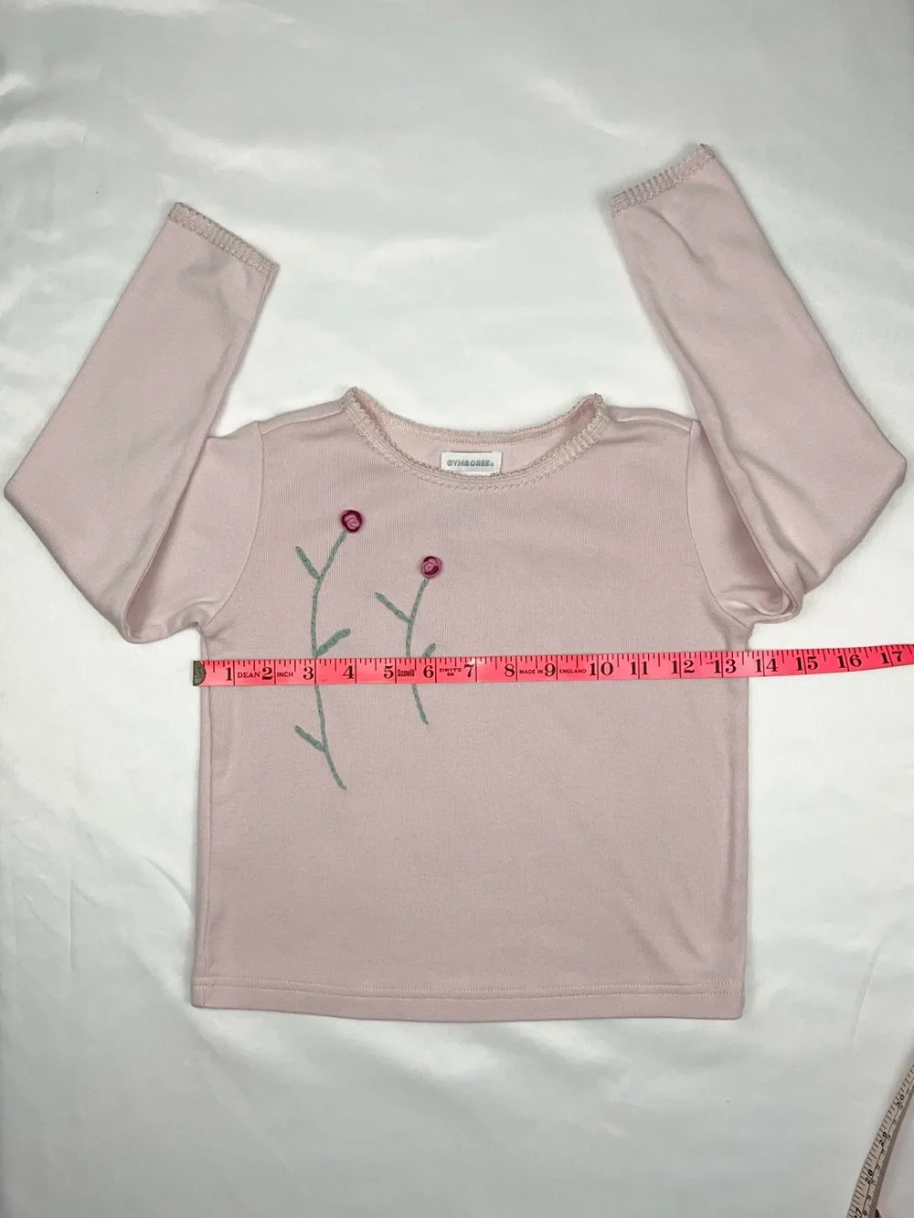 Gymboree 1999 Floral Embroidered Long Sleeve Pink Vintage Shirt 5-6 Years